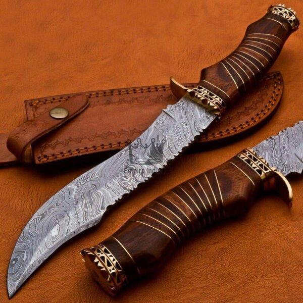 15” Handmade Damascus Steel Hunting Bowie Knife, Fixed Blade With Sheath – Sword Shop – Sword – Outdoor Tools