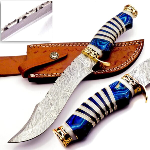 15” Handmade Damascus Steel Hunting Bowie Knife, Fixed Blade With Sheath – Sword To Buy – Hunting Blades – Sword To Buy – Practice Swords - Image 2