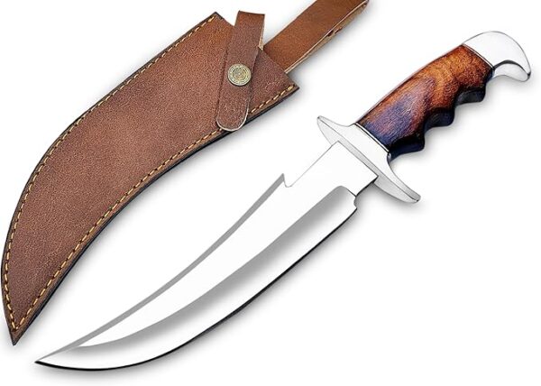 Handmade unique Fixed Blade Pocket knife, Hunting Bowie Knife with Leather Sheath, Bark River Collectible Modern Bowies Fixed Blade Knives, Survival pocket knife - Image 3