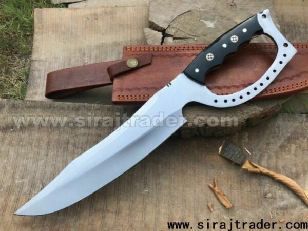 Custom Handmade D2 Steel Hunting Knife - Forged Hunter Knife Steel Bowie Knife - Full Tang Hunting Knife - Tactical cool knife with leather sheath - gift for him - Image 2