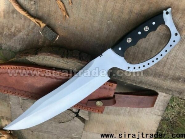 Custom Handmade D2 Steel Hunting Knife - Forged Hunter Knife Steel Bowie Knife - Full Tang Hunting Knife - Tactical cool knife with leather sheath - gift for him - Image 3