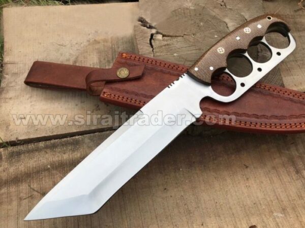 Custom Handmade 15″ Brown Micarta Handle Hunting Knife,Hunting Combat Survival Kukri Tanto knife, Outdoor Hunting Trench Knife, Bowie Knife With Hand Guard,Gift for him