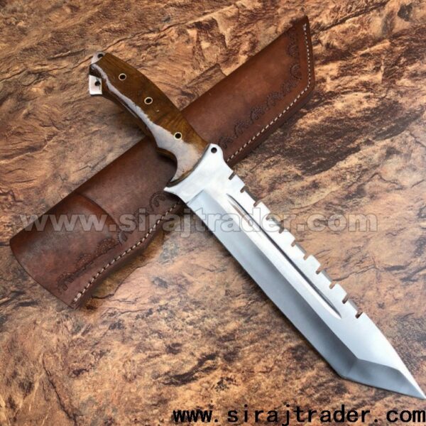 Handmade D2 Steel Tracker Knife,  Fixed Blade Full Tanf Rambo Knife, Survival Bowie Knife With Leather Sheath, Hunting Gear EDC Knife, Gift For him/her - Image 2